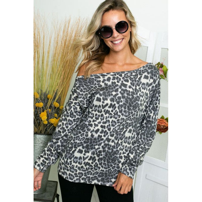 Cheetah One Shoulder Plus Top