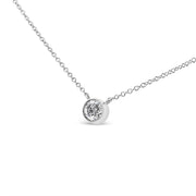 Bids.com 10K White Gold 1/2 Carat Round Brilliant-Cut Diamond Modern Bezel-Set Solitaire 16"-18" Pendant Necklace (H-I Color, SI2-I1 Clarity) Necklaces