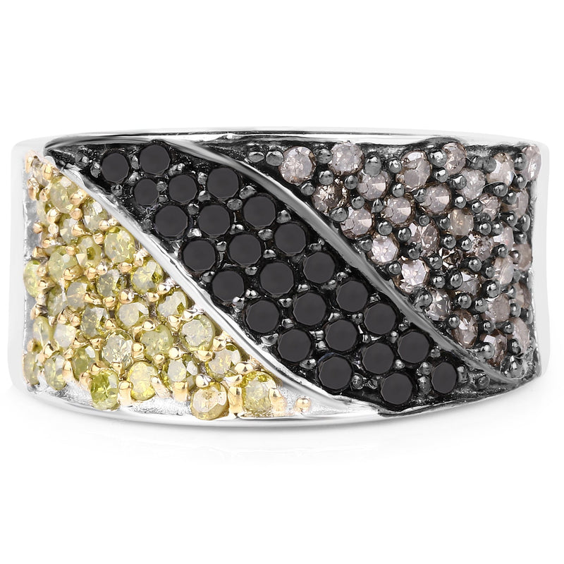 Bids.com 1.32 Carat Genuine multi Diamond .925 Sterling Silver Ring Rings