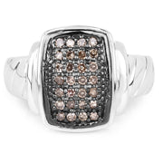 Bids.com 0.22 Carat Genuine Champagne Diamond .925 Sterling Silver Ring Rings