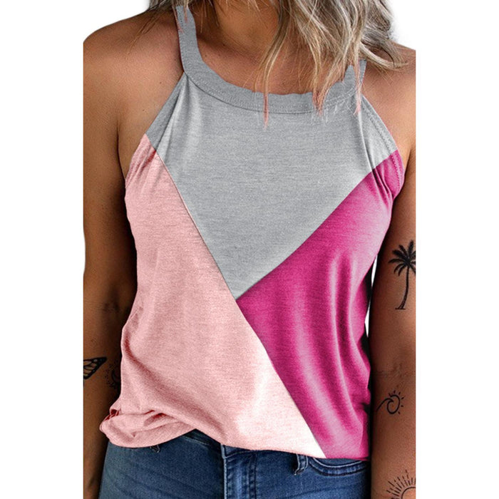 Color Block Grecian Neck Tank