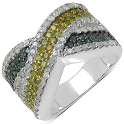 Bids.com 1.44 Carat Genuine Multi Diamond .925 Sterling Silver Ring Rings