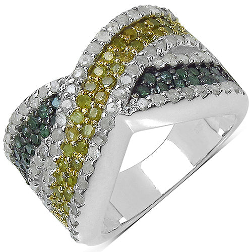 Bids.com 1.44 Carat Genuine Multi Diamond .925 Sterling Silver Ring Rings