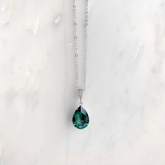 Emerald Crystal Teardrop Necklace