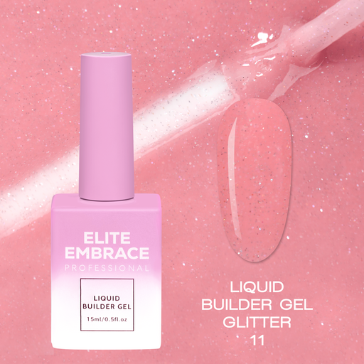 nbmsupply ELITE EMBRACE Professional Liquid Builder Gel Glitter 11 15ml ELBGG1115