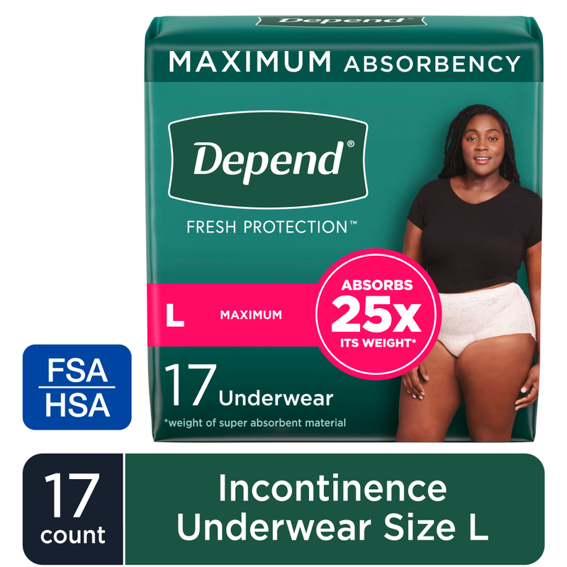 Depend Depend Fresh Protection Incontinence Underwear for Women, Large, 17 Count Incontinence Aids