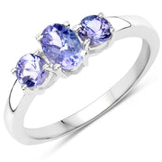 Bids.com 0.90 Carat Genuine Tanzanite .925 Sterling Silver Ring Rings