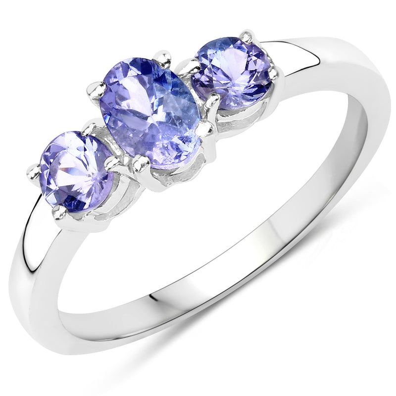 Bids.com 0.90 Carat Genuine Tanzanite .925 Sterling Silver Ring Rings