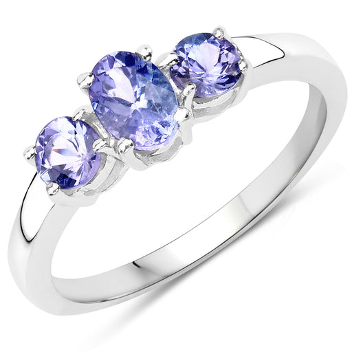 Bids.com 0.90 Carat Genuine Tanzanite .925 Sterling Silver Ring Rings