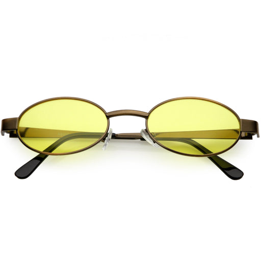 zeroUV Retro 1990's Small Color Tone Oval Metal Sunglasses C709 Sunglasses