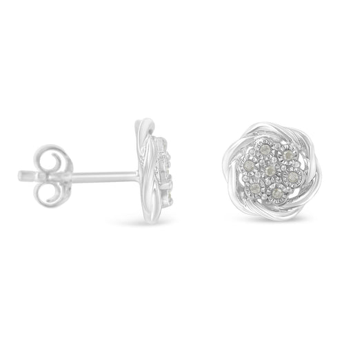 Bids.com Sterling Silver Diamond Swirl Cluster Stud Earrings (1/6 cttw, I-J Color, I2-I3 Clarity) Earrings