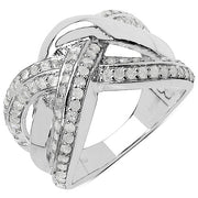 Bids.com 0.55 Carat Genuine White Diamond .925 Sterling Silver Ring Rings