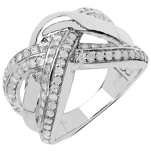 Bids.com 0.55 Carat Genuine White Diamond .925 Sterling Silver Ring Rings