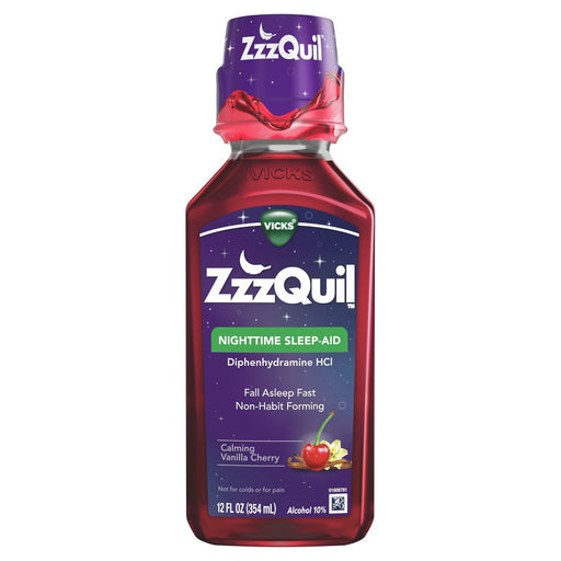 Vick's Vick's ZzzQuil Nighttime Sleep Aid, Calming Vanilla Cherry Liquid, 12 Fl Oz Health & Beauty
