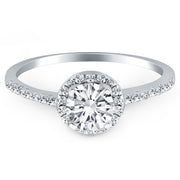 Bids.com 14k White Gold Diamond Halo Collar Engagement Ring Rings