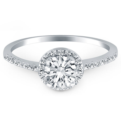 Bids.com 14k White Gold Diamond Halo Collar Engagement Ring Rings