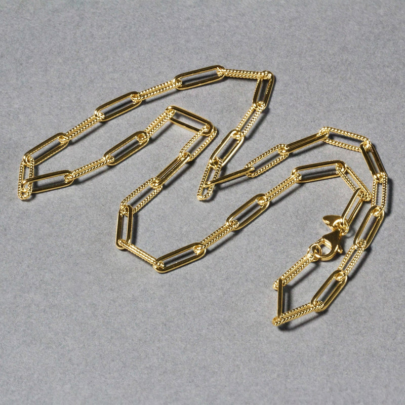 Bids.com 14k Yellow Gold Textured Paperclip Chain (3.5mm) Necklaces