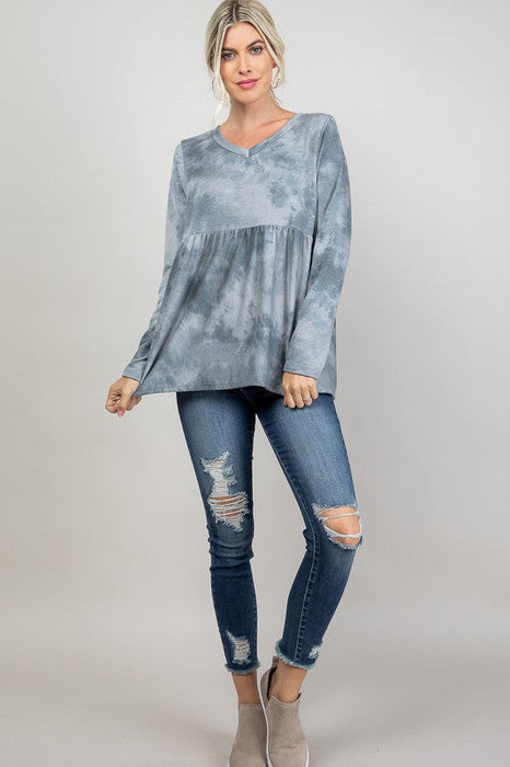 Cloud Tie Dye Casual Babydoll Top