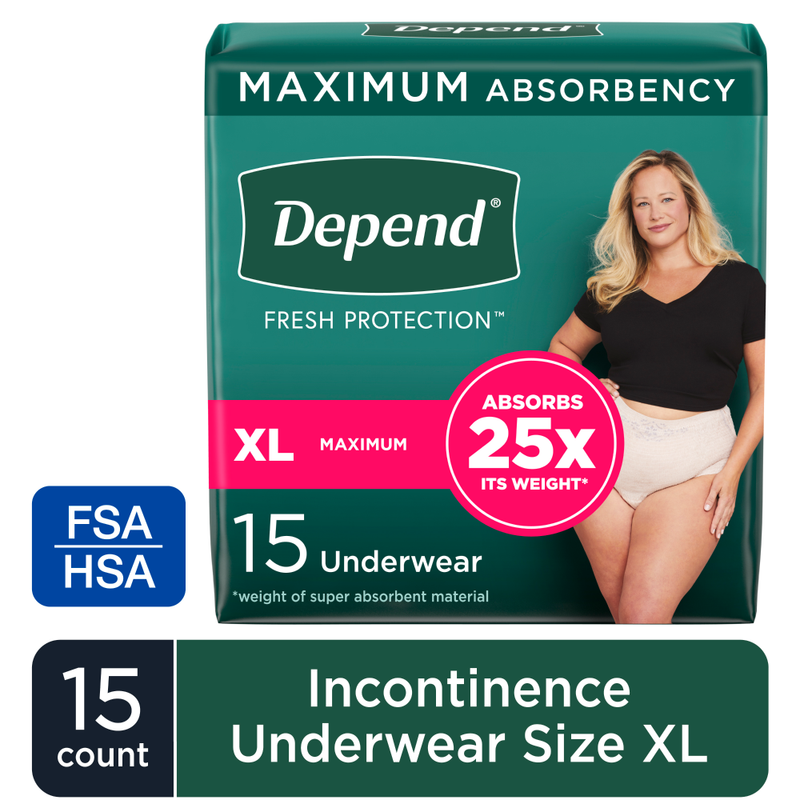 Depend Depend Fit Flex Adult Incontinence Underwear For Women, Disposable, Maximum Absorbency, Extra Large, Blush Incontinence Aids White Smoke