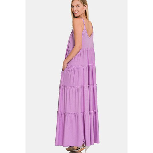 Frill Tiered V-Neck Maxi Cami Dress