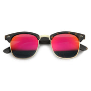 zeroUV Retro Horned Rim Half Frame Flash Mirror Lens Sunglasses 9309 Sunglasses