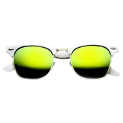 zeroUV Retro Horned Rim Half Frame Flash Mirror Lens Sunglasses 9309 Sunglasses