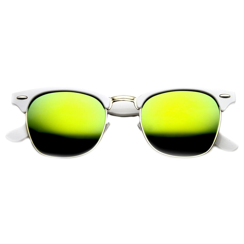 zeroUV Retro Horned Rim Half Frame Flash Mirror Lens Sunglasses 9309 Sunglasses