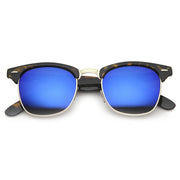 zeroUV Retro Horned Rim Half Frame Flash Mirror Lens Sunglasses 9309 Sunglasses
