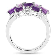 Bids.com 3.05 Carat Genuine  Amethyst and White Topaz .925 Sterling Silver Ring Rings