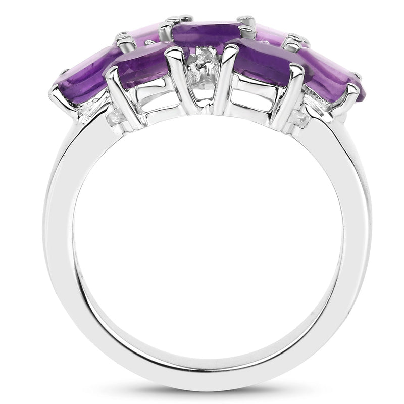 Bids.com 3.05 Carat Genuine  Amethyst and White Topaz .925 Sterling Silver Ring Rings