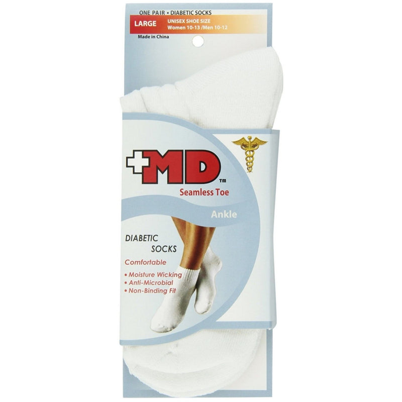 MD MD USA Diabetic Ankle Socks – Seamless Toe, Large (Shoe Size 9-12) Medicine Cabinets