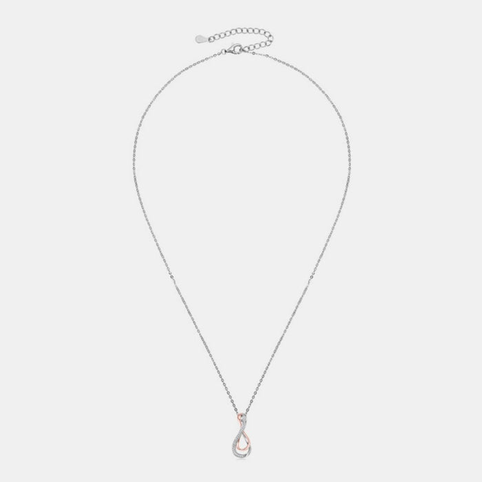 925 Sterling Silver Inlaid Moissanite Infinity Pendant Necklace