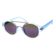 zeroUV Colorful Retro Round P3 Mirror Lens Cross Bar Sunglasses 9648 Sunglasses
