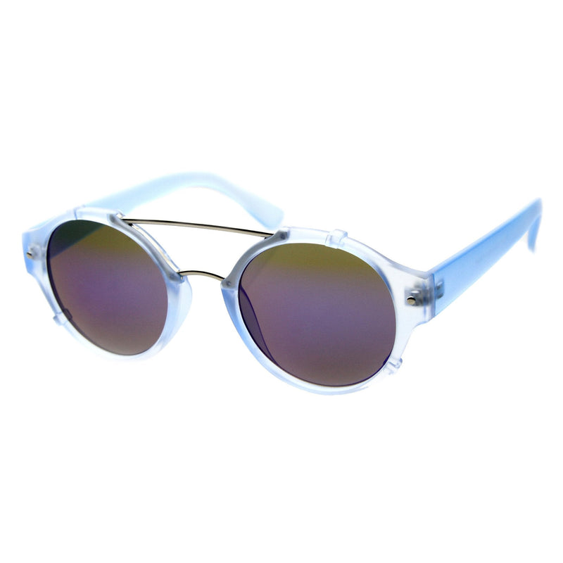 zeroUV Colorful Retro Round P3 Mirror Lens Cross Bar Sunglasses 9648 Sunglasses