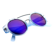 zeroUV Colorful Retro Round P3 Mirror Lens Cross Bar Sunglasses 9648 Sunglasses