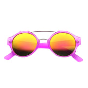 zeroUV Colorful Retro Round P3 Mirror Lens Cross Bar Sunglasses 9648 Sunglasses