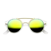 zeroUV Colorful Retro Round P3 Mirror Lens Cross Bar Sunglasses 9648 Sunglasses
