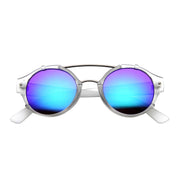 zeroUV Colorful Retro Round P3 Mirror Lens Cross Bar Sunglasses 9648 Sunglasses