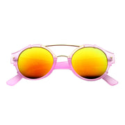 zeroUV Colorful Retro Round P3 Mirror Lens Cross Bar Sunglasses 9648 Sunglasses