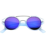 zeroUV Colorful Retro Round P3 Mirror Lens Cross Bar Sunglasses 9648 Sunglasses