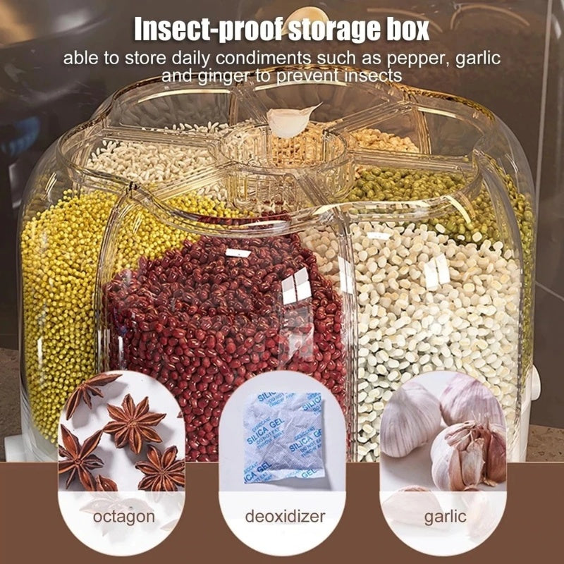 SmartPursue™ 360° Rotating Grain Storage Container Food Storage