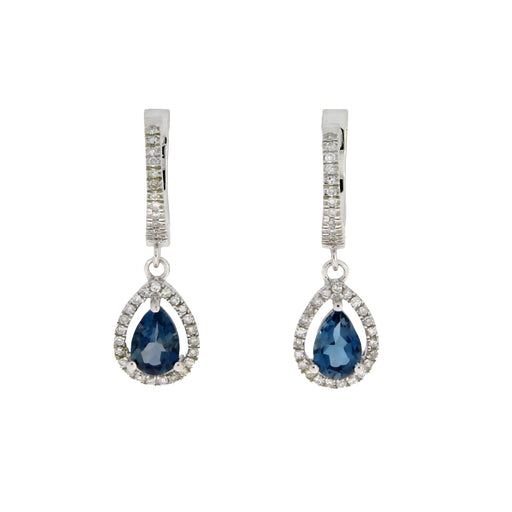 Bids.com .88ct London Blue Topaz Dangle Earrings 14KT White Gold Earrings