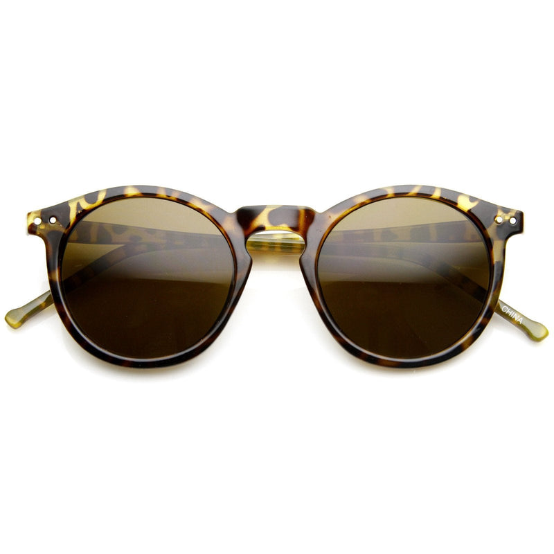 zeroUV Dapper Key Hole Vintage Horned Rim Round Circle Indie Sunglasses 8943 Sunglasses