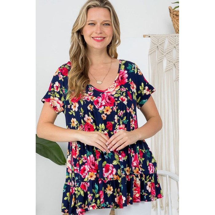 Plus Allover Floral Babydoll Top