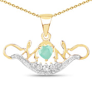 Bids.com 14K Yellow Gold Plated 0.62 Carat Genuine Emerald and White Topaz .925 Sterling Silver Pendant Pendants