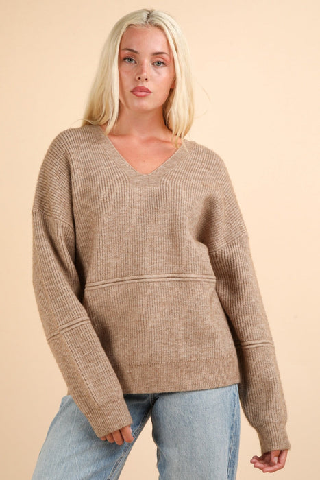 Cozy Oversized Seam Detail Drop Shoulder Hooded Sweater