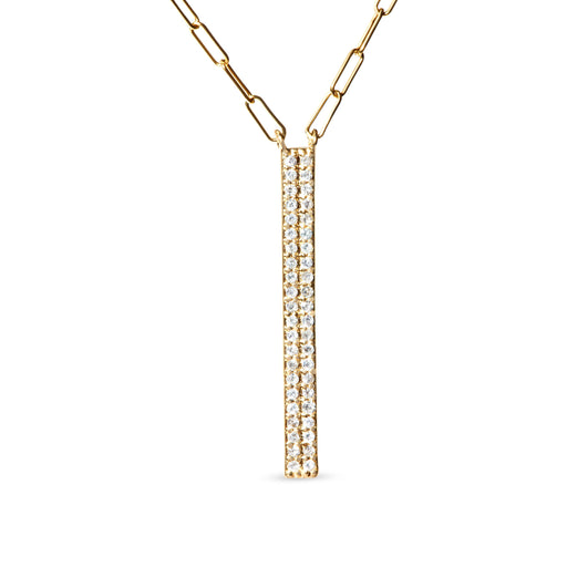 Bids.com 14K Yellow Gold 3/8 Cttw Two-Strand Marquise and Bar Charm Paper Clip Link Pendant Necklace  (I-J Color, I1-I2 Clarity) -18" and 20" Inch Lengths Necklaces