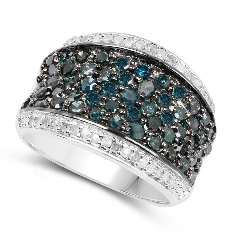 Bids.com 1.38 Carat Genuine Blue Diamond and White Diamond .925 Sterling Silver Ring Rings
