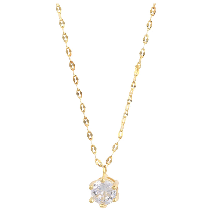 14K Gold Plated Solitaire Necklace