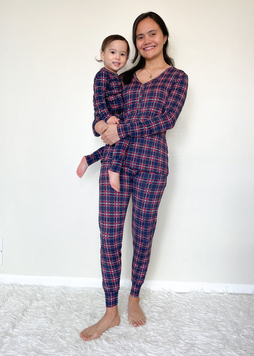 Hendrix Plaid Womens Long Sleeves Loungewear Set